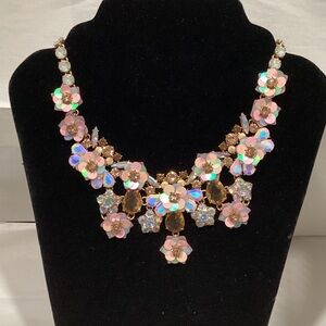 J. Crew Pink and Gold Floral Necklace